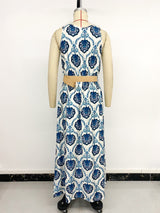 Elegant Pattern Maxi Dress with Belt