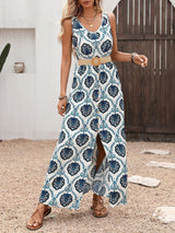 Elegant Pattern Maxi Dress with Belt