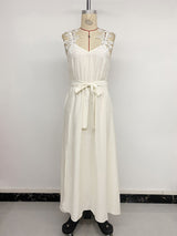 Floral-Detail Sleeveless Maxi Dress