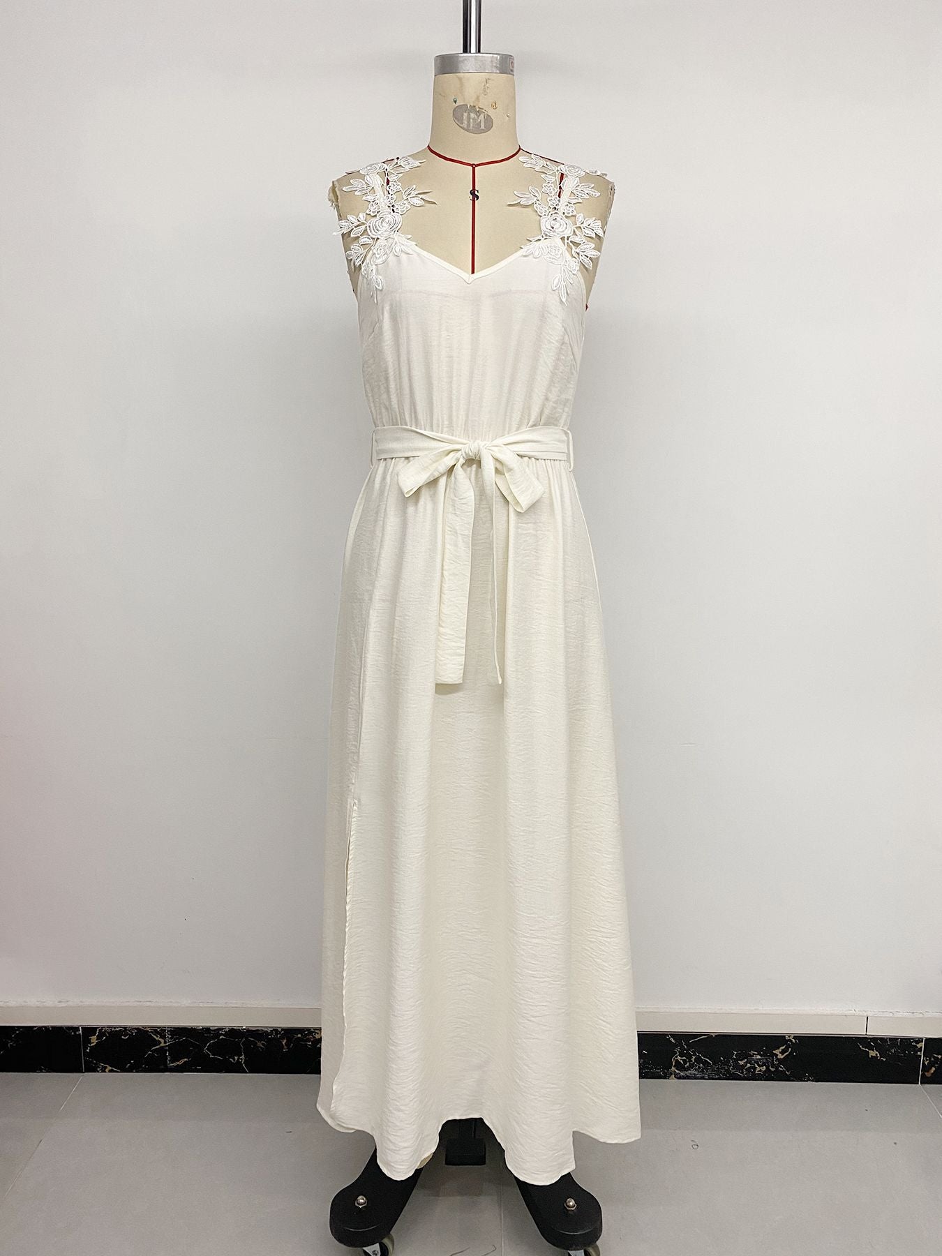 Floral-Detail Sleeveless Maxi Dress