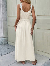 Floral-Detail Sleeveless Maxi Dress