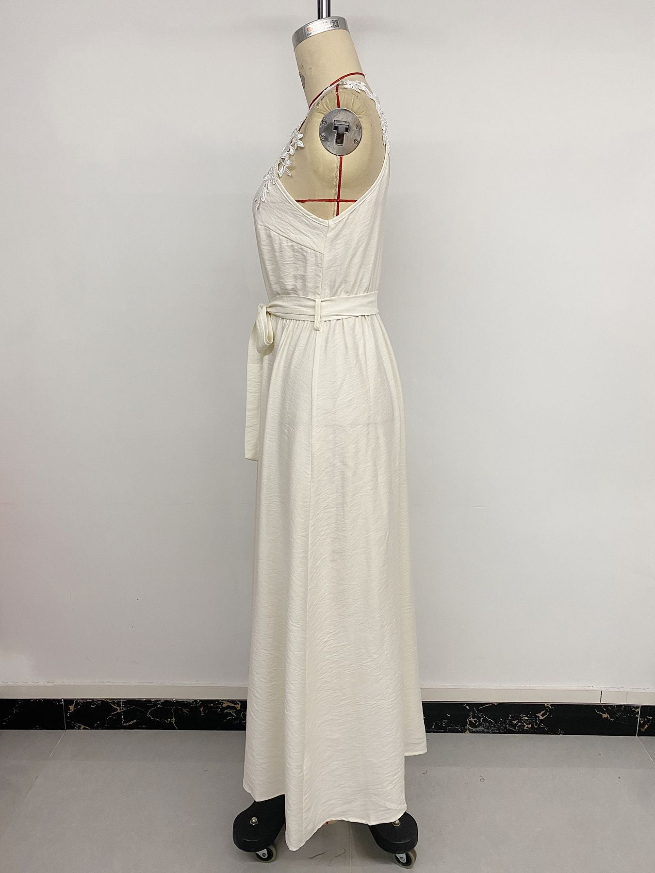 Floral-Detail Sleeveless Maxi Dress