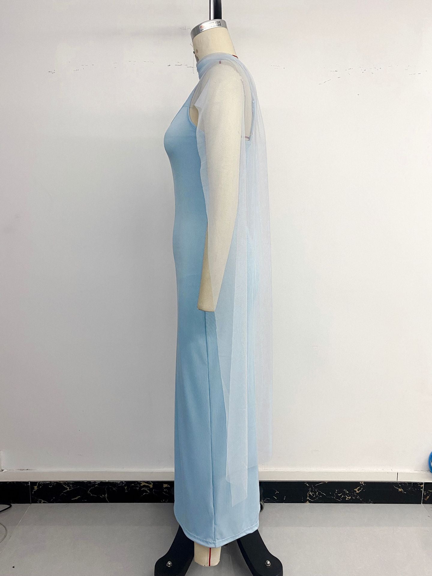 Evening Dress with Sheer Cape