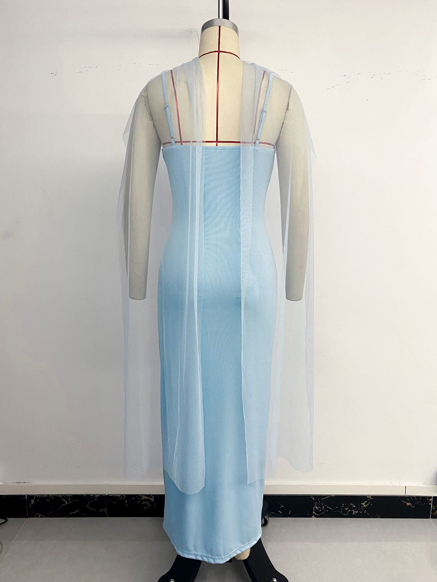 Evening Dress with Sheer Cape
