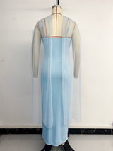 Evening Dress with Sheer Cape