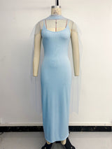 Evening Dress with Sheer Cape