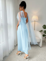 Evening Dress with Sheer Cape