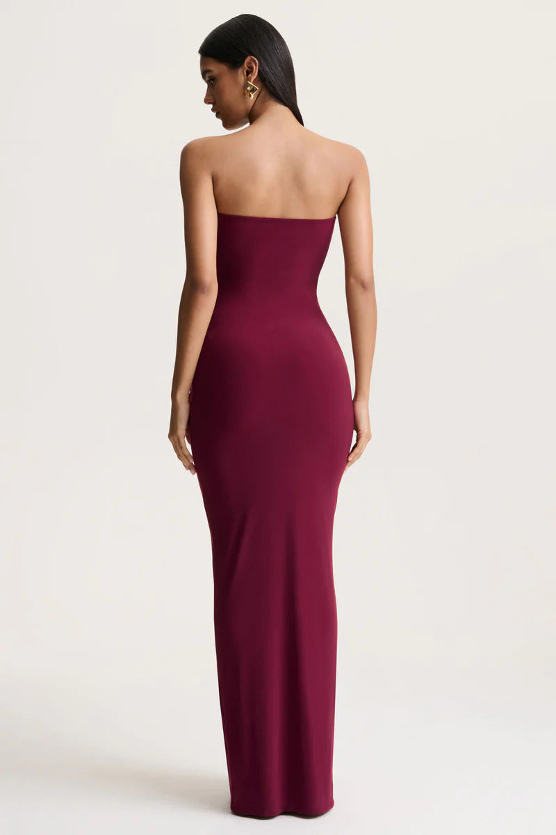 Strapless Ruched Maxi Dress