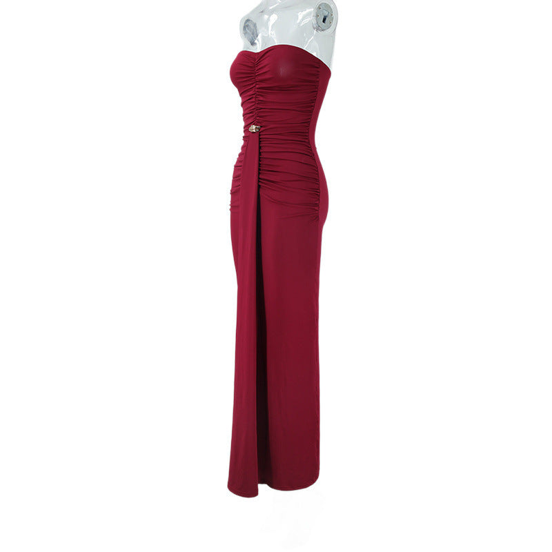 Strapless Ruched Maxi Dress