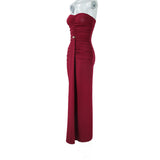 Strapless Ruched Maxi Dress