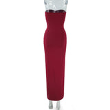 Strapless Ruched Maxi Dress