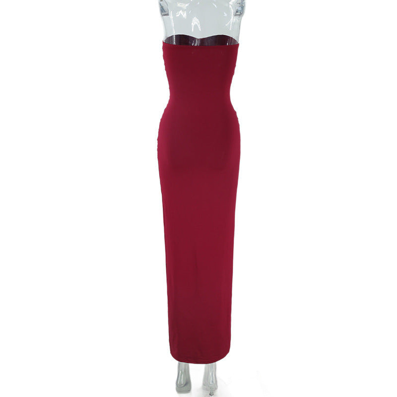 Strapless Ruched Maxi Dress