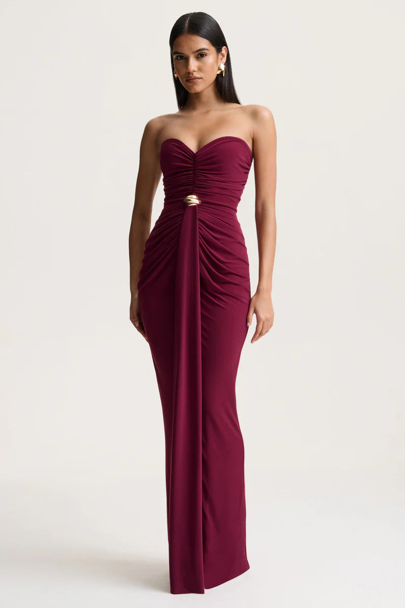 Strapless Ruched Maxi Dress