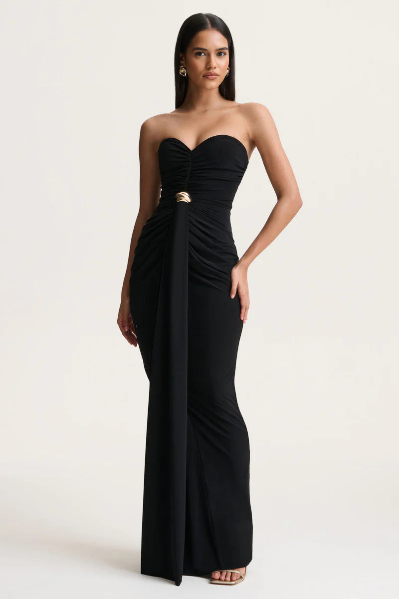Strapless Ruched Maxi Dress