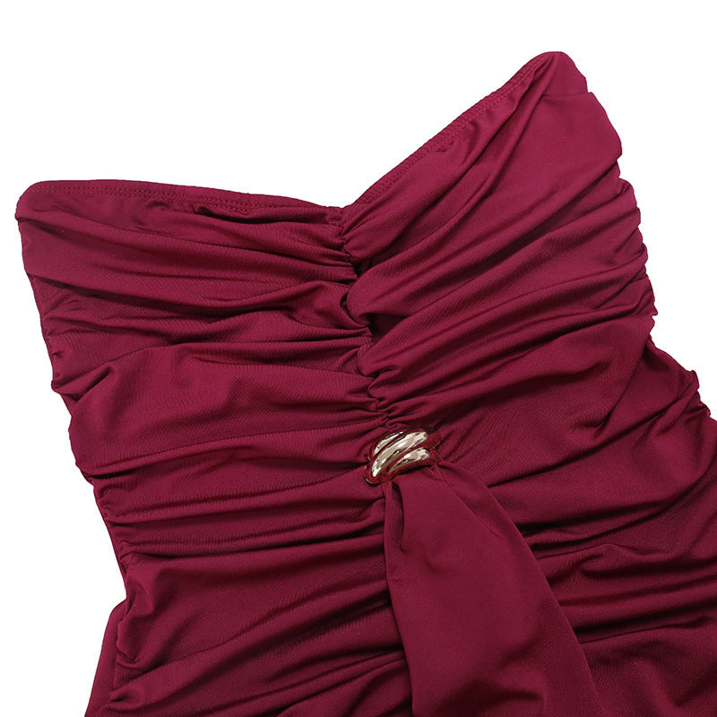 Strapless Ruched Maxi Dress