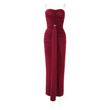 Strapless Ruched Maxi Dress