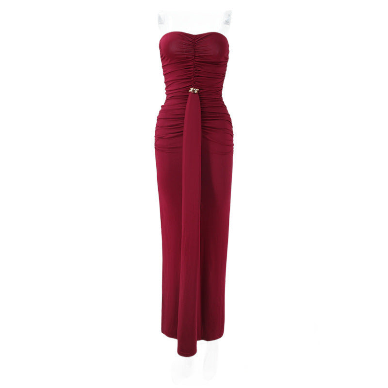 Strapless Ruched Maxi Dress