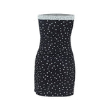 Polka Dot Strapless Dress with Ruffle Trim