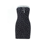 Polka Dot Strapless Dress with Ruffle Trim