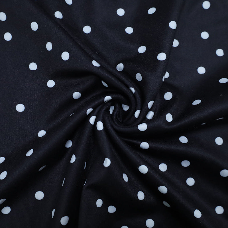 Polka Dot Strapless Dress with Ruffle Trim