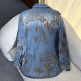 Embroidered Floral Denim Shirt