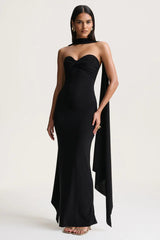 Strapless Maxi Dress with Draped Detail