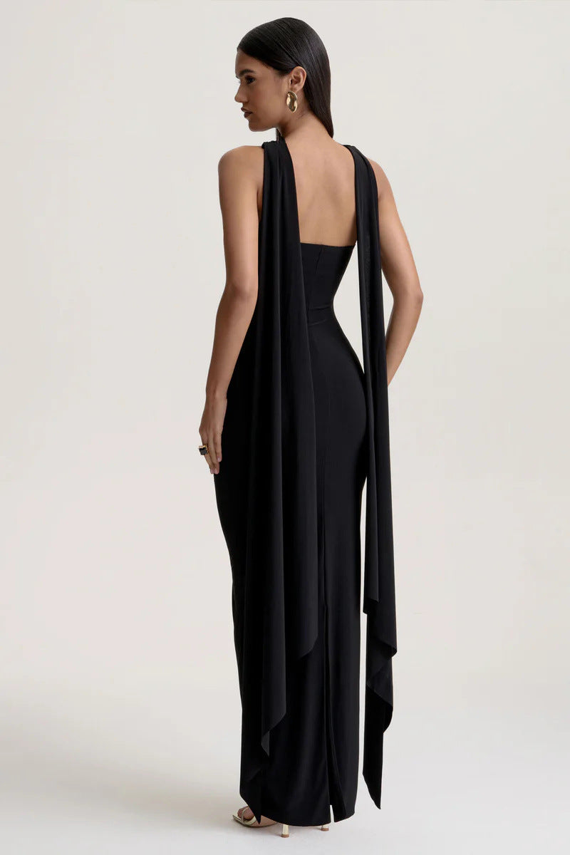 Strapless Maxi Dress with Draped Detail