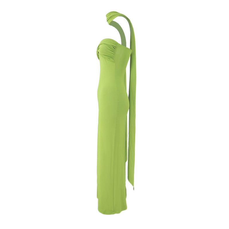 Strapless Maxi Dress with Draped Detail