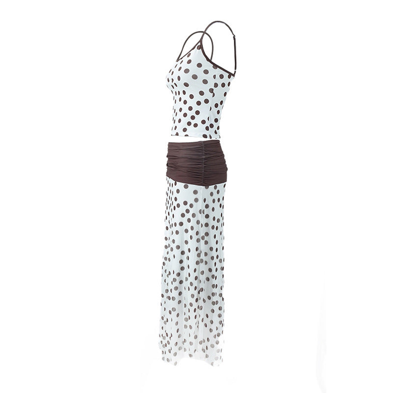 Polka Dot Crop Top & Maxi Skirt Set
