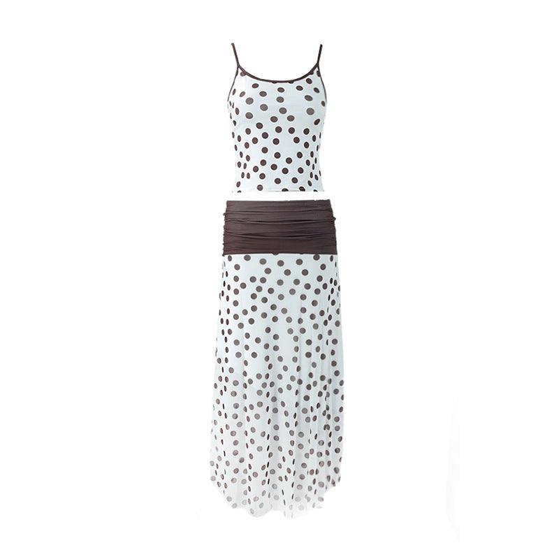 Polka Dot Crop Top & Maxi Skirt Set