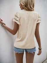 Button-Up Blouse with Eyelet Details