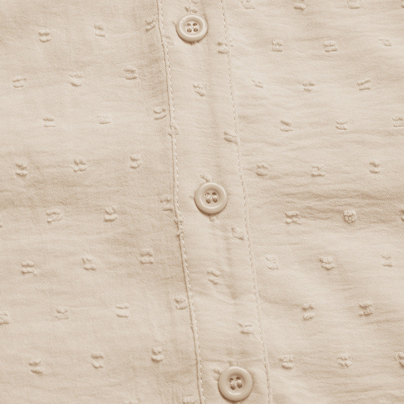Button-Up Blouse with Eyelet Details
