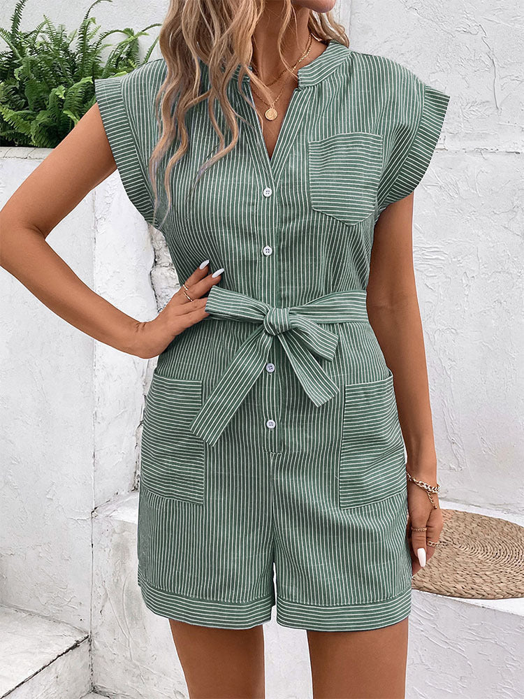 Pinstripe Sleeveless Jumpsuit