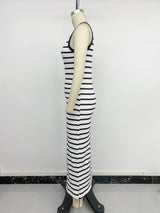 Striped Sleeveless Midi Dress