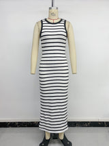 Striped Sleeveless Midi Dress
