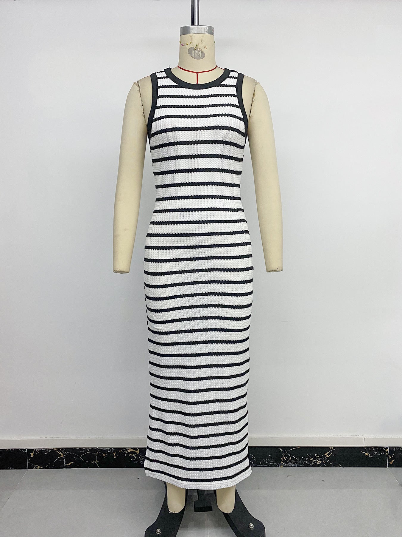 Striped Sleeveless Midi Dress