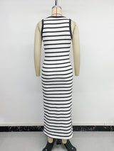 Striped Sleeveless Midi Dress