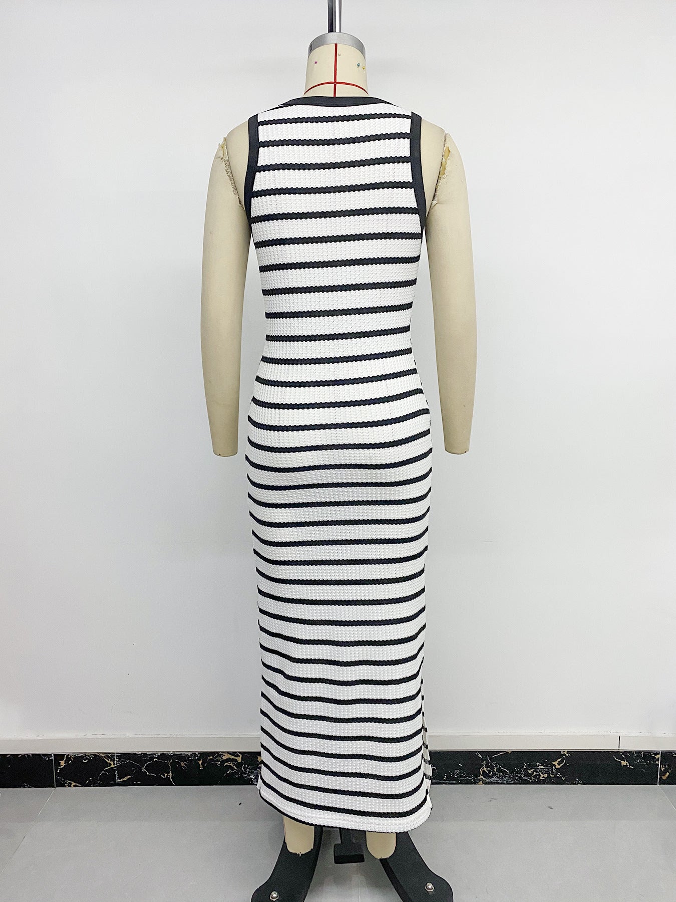 Striped Sleeveless Midi Dress