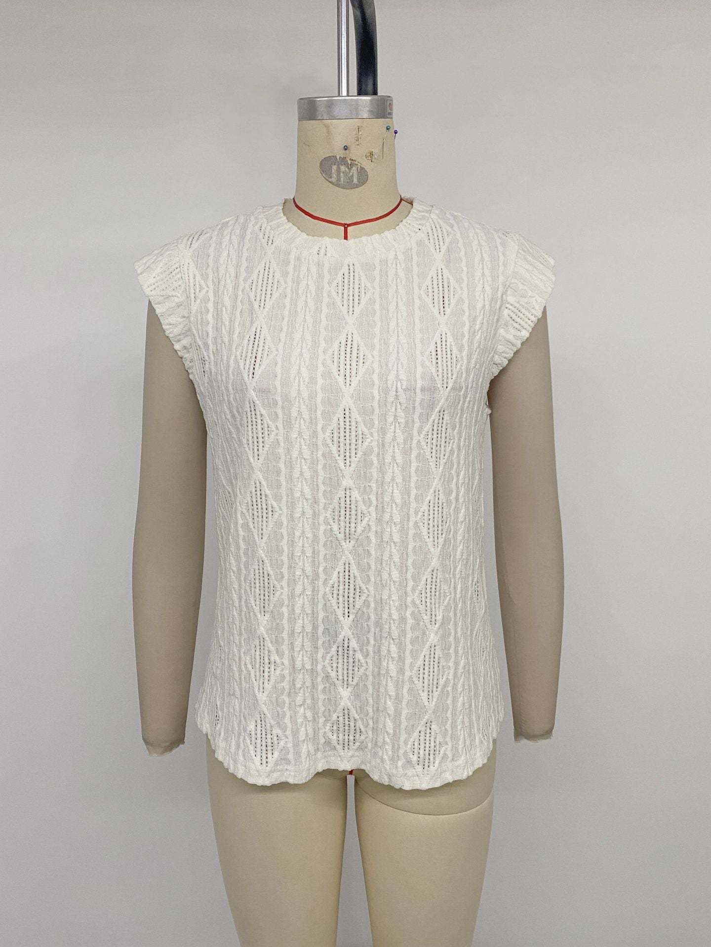 Beige Knit Sleeveless Top