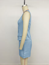 Sleeveless Blazer and Shorts Set