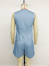 Sleeveless Blazer and Shorts Set