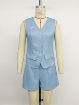 Sleeveless Blazer and Shorts Set