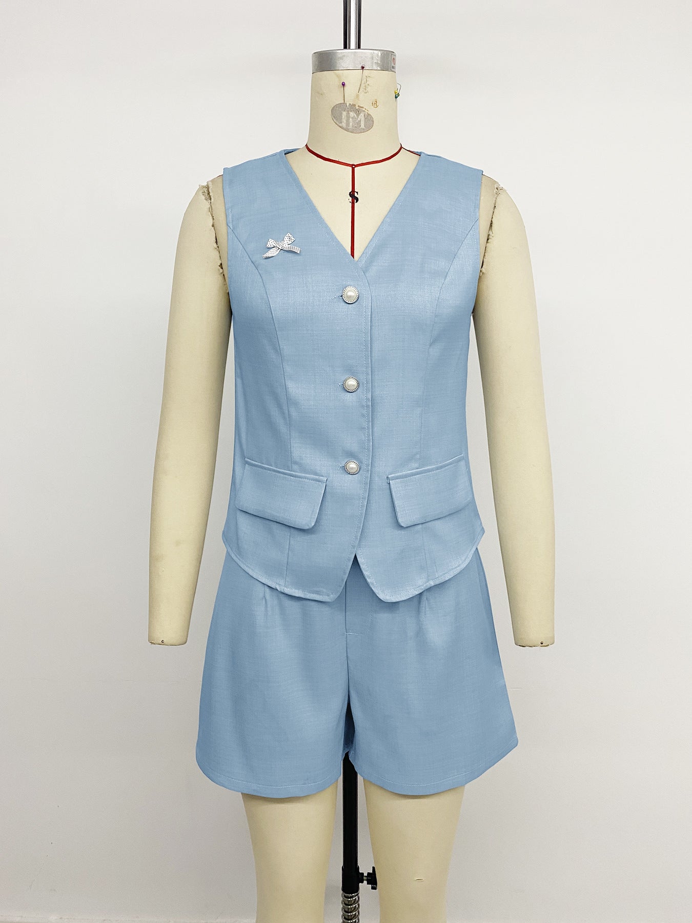 Sleeveless Blazer and Shorts Set