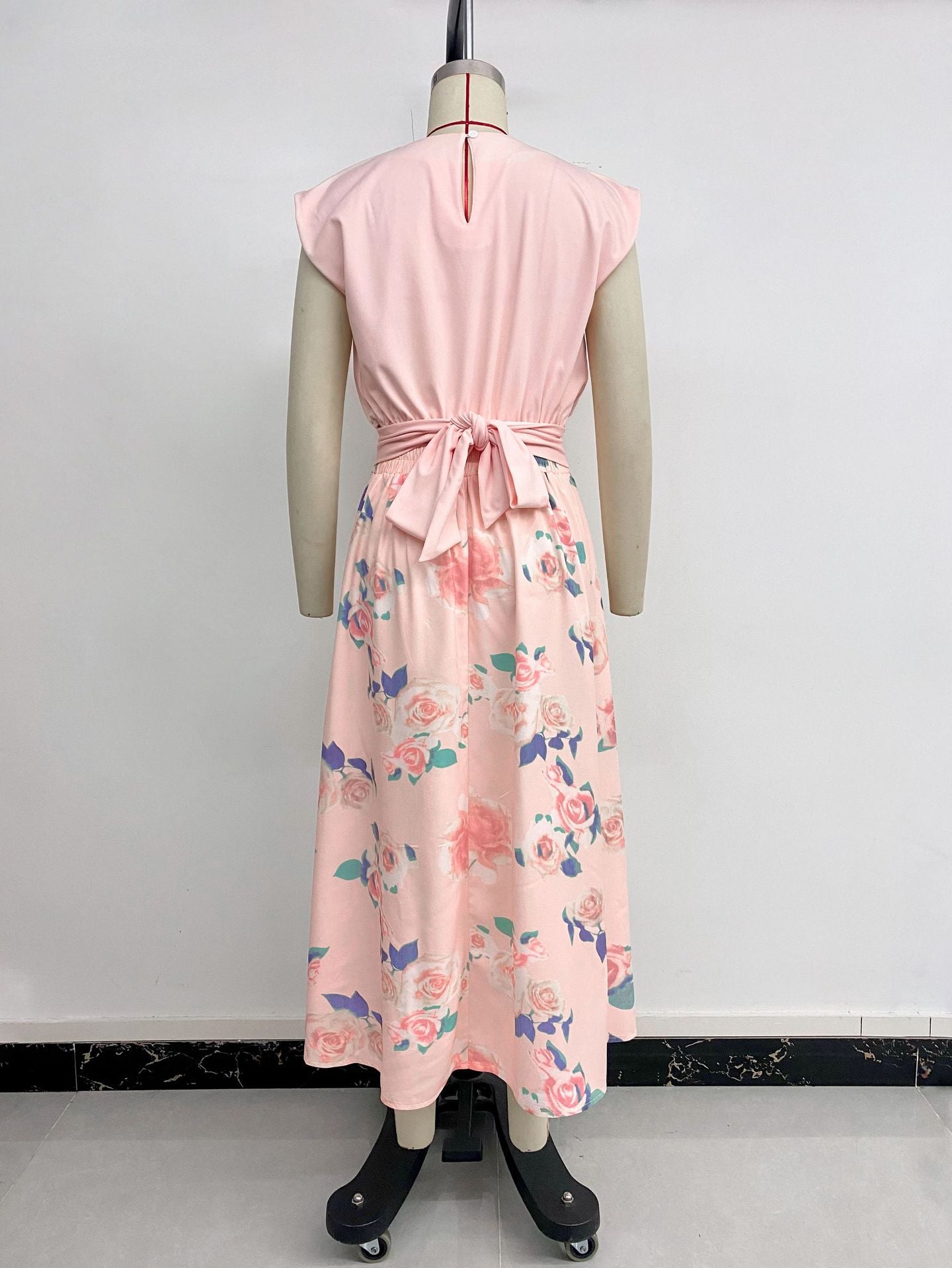 Sleeveless Top with Floral Pleated Maxi Skirt