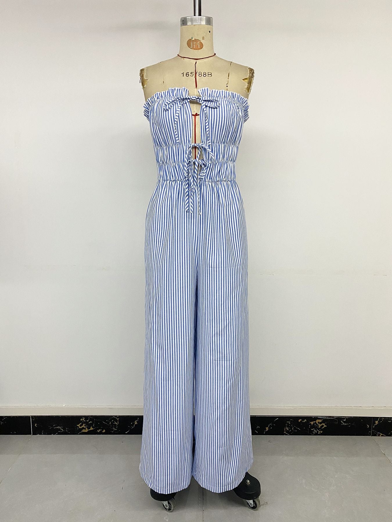 Striped Strapless Jumpsuit