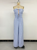 Striped Strapless Jumpsuit