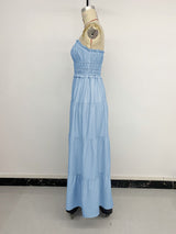 Strapless Maxi Dress with Ruffled Details