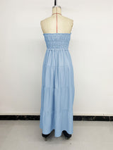 Strapless Maxi Dress with Ruffled Details