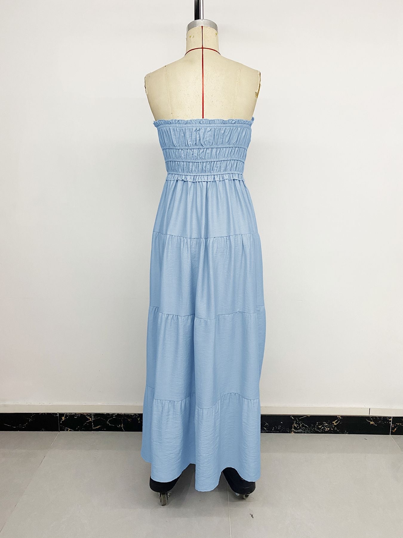 Strapless Maxi Dress with Ruffled Details