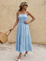 Strapless Maxi Dress with Ruffled Details
